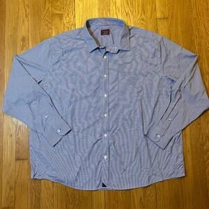 UNTUCKit Men's Size 3XL XXXL Blue Gingham Plaid Casual Long Sleeve Shirt
